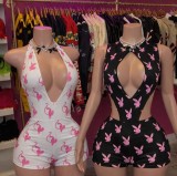 Y300786 European and American cross-border sexy hot girl popular printed one-piece shorts