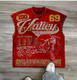 FC1428 European and American cross-border spring and autumn retro lip print studded casual vest