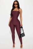 New European and American style cross-border fashion solid color halter neck strapless backless stretchy bodycon jumpsuit for women