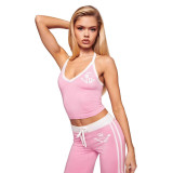 Cross-border European and American spring/summer new fashion sports camisole bra with printed lettering and skirt-pants two-piece set
