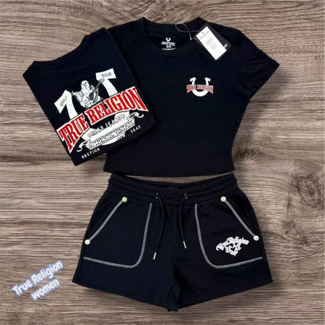 FC1483 European and American cross-border U series fashion printed top and shorts set in black and red, comfortable and casual