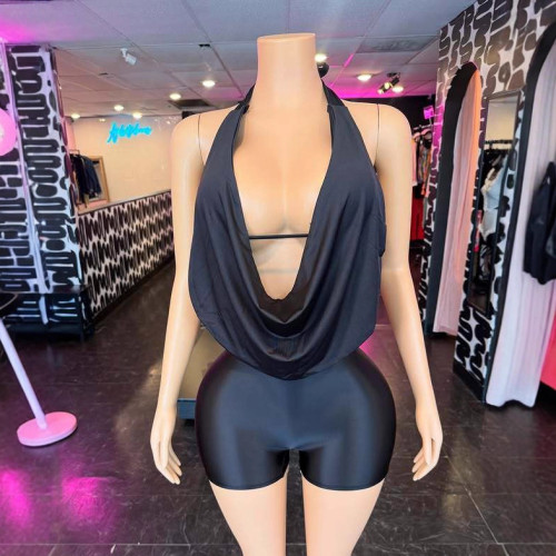 Y300888 Spring/Summer New International Bestseller Women's Sexy Halter Neck Strap Backless Outfit