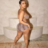 Y11050 New European and American Cross-Border Leopard Print Sexy Slim-Fit Seductive Camisole Lightweight Breathable Mid-Waist Shorts Set