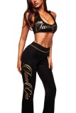 New European and American cross-border foreign trade sports letter print zip-up slim-fit jacket and short skirt pants set for women