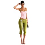 Cross-border European and American summer new sexy hot girl camisole with straps, bodycon shorts and long pants set, women's fashion clothing