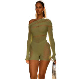 Y66239 European and American cross-border women's sexy hollow-out knitted jumpsuit
