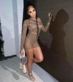 Y66239 European and American cross-border women's sexy hollow-out knitted jumpsuit