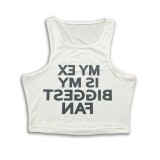FC1618 Cross-border fashion printed letter round-neck tight tank top for women, white, other European and American sexy style