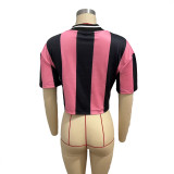 1347CroppedShort-SleeveSportsT-shirt: Cropped short-sleeve sports T-shirt, high-waisted and slimming