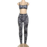Y300323 European and American women's new fashion sexy leopard print strapless backless high-waisted butt-lifting tight-fitting outfit