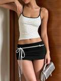 Cross-border European and American summer new foreign trade sexy hot girl camisole with tie and bodycon short skirt set women's clothing