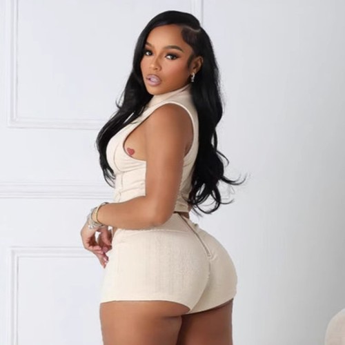 1376 Solid Color Sexy Shorts Set