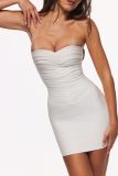 New European and American cross-border fashion stylish and sexy solid color strapless sleeveless bandage bodycon dress for women
