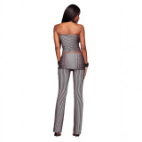 Cross-border European and American summer new fashion striped tube top and skirt-pants two-in-one set for women