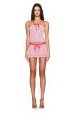 Cross-border European and American fashion printed sexy strapless sleeveless tank top with low-waist bodycon short skirt set