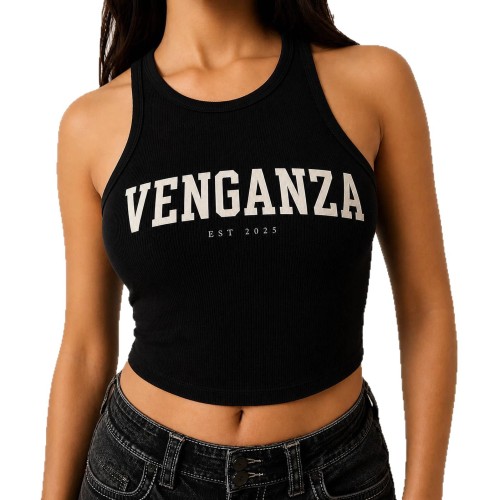 FC1478 European and American cross-border women's clothing, simple, casual, fashionable new black and white letter print ribbed tank top