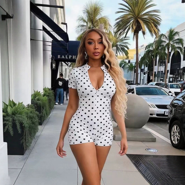 FC1490 European and American fashion cross-border new polka dot jumpsuit shorts in pink and white, sexy and trendy