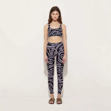 FC1465 European and American cross-border sexy hot girl tight-fitting geometric pattern tank top casual long pants fashion suit women's clothing