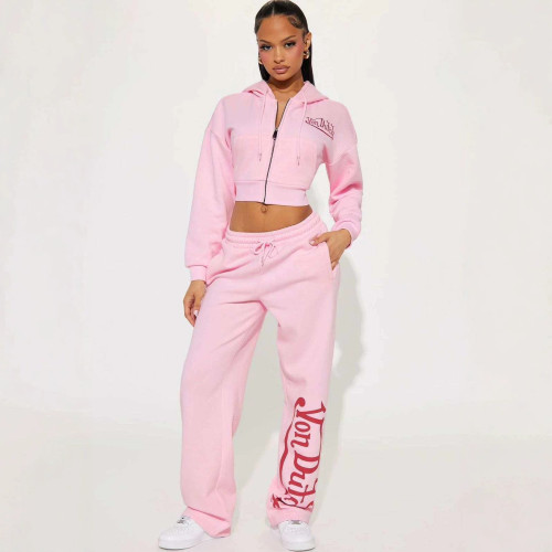 FC1443 European and American cross-border cardigan sweatshirt drawstring sweatpants street dance high-waisted versatile casual fashion women's outfit