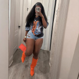 Y400401 European and American cross-border fashion women's sportswear versatile printed t-shirt