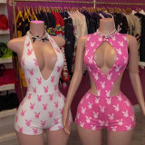 Y300786 European and American cross-border sexy hot girl popular printed one-piece shorts