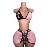 13623-PieceSexyBikiniSet sexy hot girl bikini short skirt three-piece set with geometric pattern