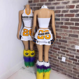 Cross-border European and American summer new sexy hot girl halter top with printed design and short skirt set for women