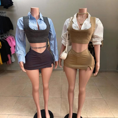 Y700710 Hot Girl Summer Design V-Shaped Waist Slit Bodycon Mini Skirt with Small Slit to Prevent Exposure A-Line Skirt