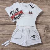 FC1483 European and American cross-border U series fashion printed top and shorts set in black and red, comfortable and casual