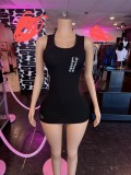 Y15 European and American cross-border fashion women's letter print tank top mini dress