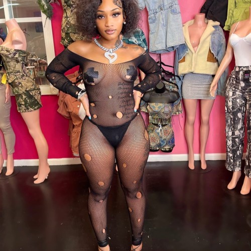 Y6567 European and American cross-border fashion women's mesh sexy jumpsuit