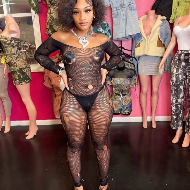 Y6567 European and American cross-border fashion women's mesh sexy jumpsuit