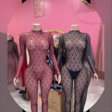 Y30015 European and American style cross-border women's clothing, new spring/summer collection, versatile, fashionable, sexy lace sheer jumpsuit