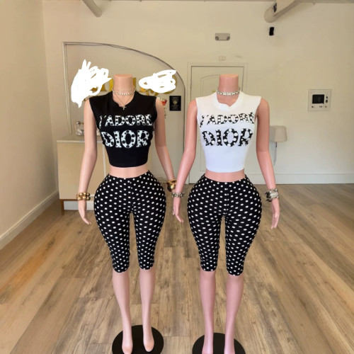 Y23 European and American cross-border fashion women's letter print casual suit