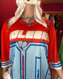 Y600601 Cross-border European and American Youth Loose V-neck Sports T-shirt y2k Hip-hop Sports Short Sleeve Loose Printed Short Sleeve