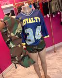 Y600601 Cross-border European and American Youth Loose V-neck Sports T-shirt y2k Hip-hop Sports Short Sleeve Loose Printed Short Sleeve