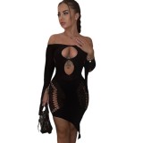 Y653 European and American cross-border fashion women's sexy hollow mesh short dress