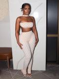 New European and American cross-border foreign trade printed polka dot halter neck backless sexy slim-fit long pants two-piece set for women