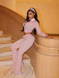 FC1470 Cross-Border AliExpress European and American Fashion Women's Sexy Animal Print Zipper Fashion Suit