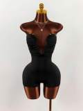 Cross-border European and American summer new fashion sexy off-shoulder hollow-out metal buckle strapless sleeveless jumpsuit women's clothing