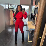 Y203 European and American new style women's autumn solid color round neck long sleeve hollow out rhinestone embellished slim fit sexy high-waisted dress