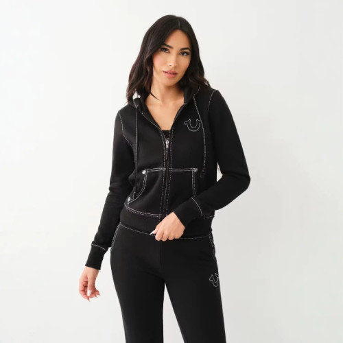 1409 Vintage Zip-Up Hoodie Printed Sweatshirt Set Women's Hoodie Set