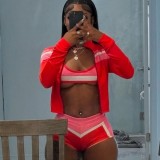 1372 Color-Block Bikini Shorts 3-Piece Set