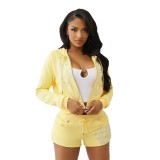 1416 Printed Zip-Up Hoodie Set printed zip-up hoodie fashion set