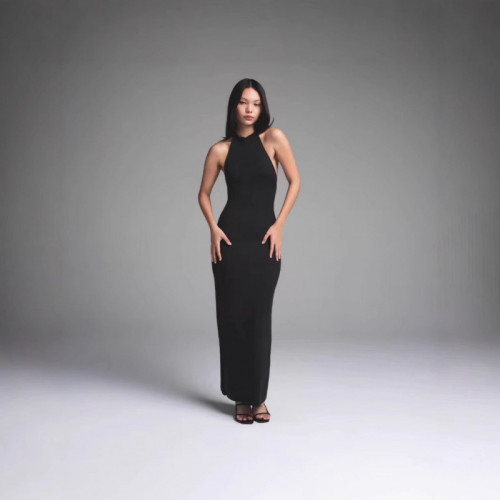 -style CLOUD HALTER LONG DRESS sexy halter neck sleeveless backless dress