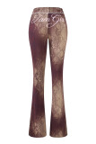 Slim-fit hooded zip-up short jacket and pants set with letter print and contrast stitching