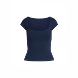 COTTON JERSEY SCOOP NECK T-SHIRT French square neck short-sleeve T-shirt