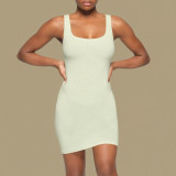 *s*k*  bodycon pink ribbed slip dress sleeveless U-neck tank dress mint green