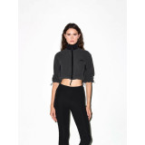 25 Fall/Winter New Top, Stand Collar, Loose Fit, Drawstring Zipper Short Sweatshirt, Fashionable Hot Girl Sporty Style