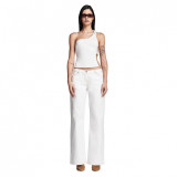 European and American hot girl workwear style asymmetrical cut one-shoulder thick strap silver square buckle backless top vest